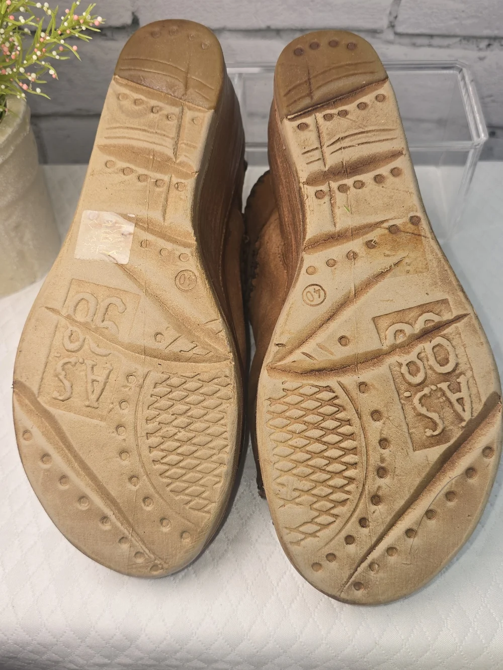 A.S. 98 NELSON PLATFORM WEDGE SANDAL BROWN/WHISKEY SUEDE LEATHER WOMENS 40